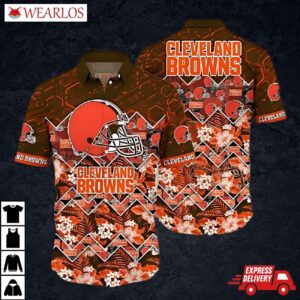 Cleveland Browns Geometric Floral Hawaiian Shirt