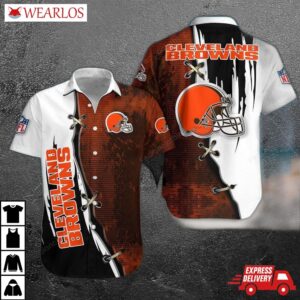 Cleveland Browns Gridiron Laces Hawaiian Shirt