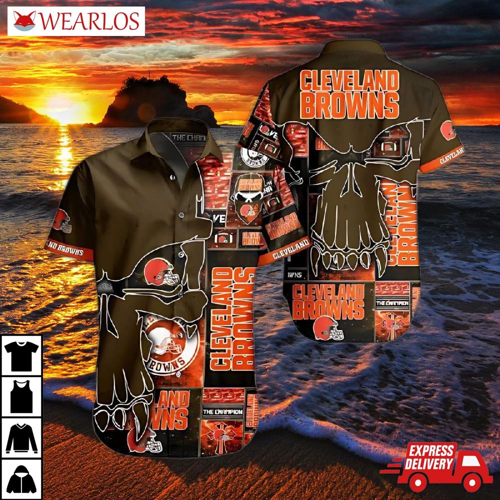 Cleveland Browns Skull Champion Hawaiian Shirt