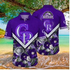 Colorado Rockies Bold Floral Chevron Hawaiian Shirt