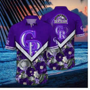 Colorado Rockies Chevron Bloom Hawaiian Shirt