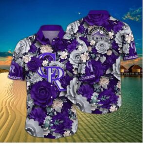 Colorado Rockies Floral Garden Hawaiian Shirt
