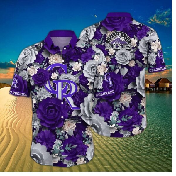 Colorado Rockies Floral Garden Hawaiian Shirt