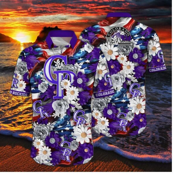Colorado Rockies Floral Paradise Hawaiian Shirt