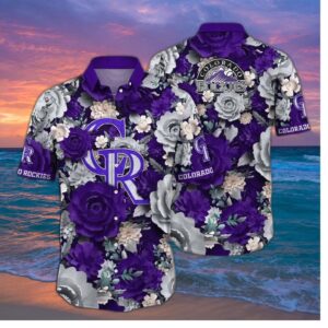 Colorado Rockies Purple Bloom Hawaiian Shirt