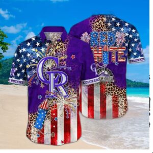 Colorado Rockies Star-spangled Fireworks Hawaiian Shirt