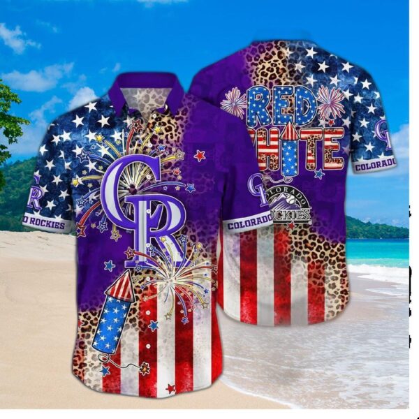 Colorado Rockies Star-spangled Fireworks Hawaiian Shirt