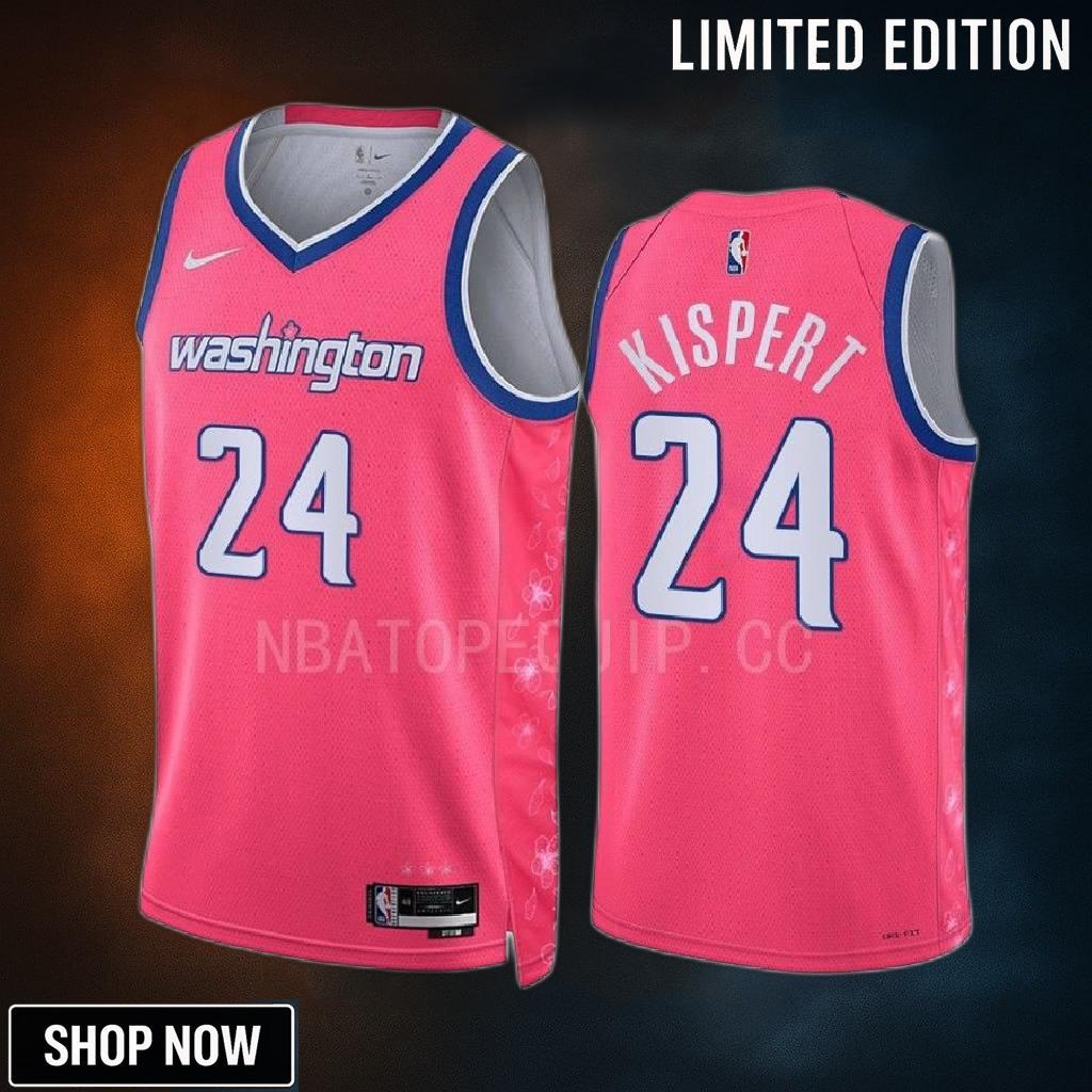 Corey Kispert 24 -23 Washington Wizards Pink City Edition Jersey Cherry Blossom