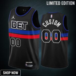 Custom 00 -23 Detroit Pistons Black Statement Edition Jersey Swingman
