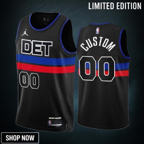 Custom 00 -23 Detroit Pistons Black Statement Edition Jersey Swingman