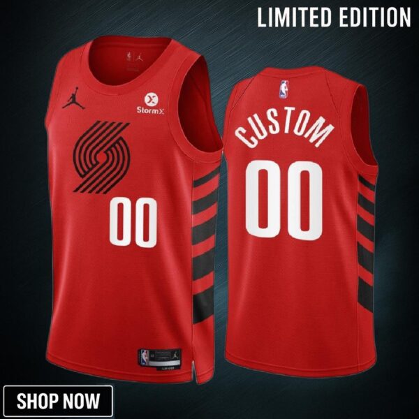 Custom 00 -23 Portland Trail Blazers Red Statement Edition Jersey Swingman
