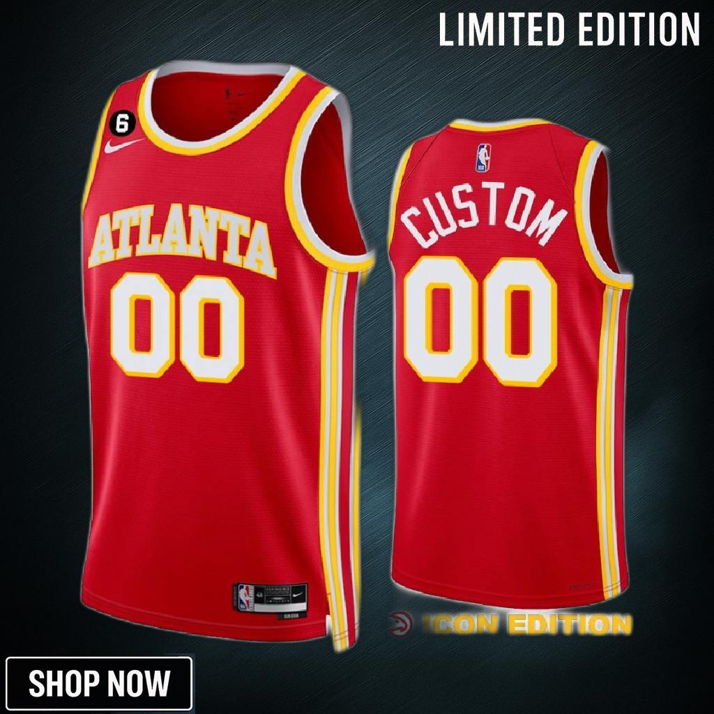 Custom 00 Atlanta Hawks Icon Edition Red Jersey -23 Swingman