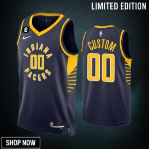 Custom 00 Indiana Pacers Navy Icon Edition -23 Jersey Swingman