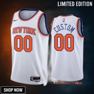 Custom 00 New York Knicks White Jersey -23 Association Edition Swingman