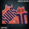 Custom 00 Phoenix Suns Hardwood Classics Orange Big Face Jersey