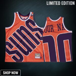 Custom 00 Phoenix Suns Hardwood Classics Orange Big Face Jersey