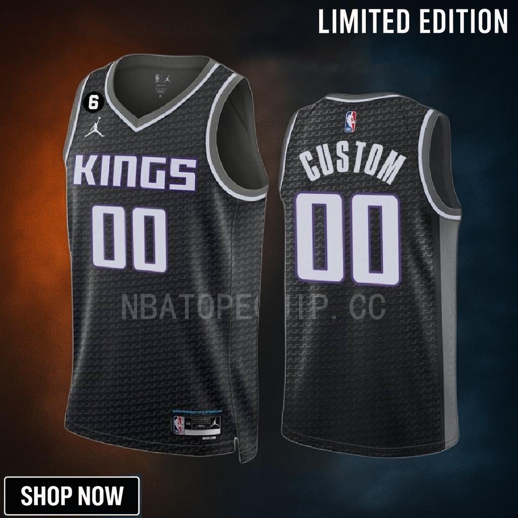 Custom 00 Sacramento Kings Black Men Jersey -23 Statement Edition Swingman
