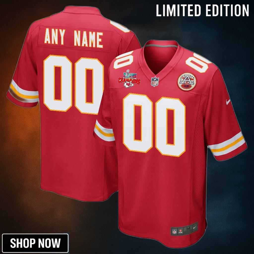 Custom Kansas City Chiefs Super Bowl Lvii Champions 3 Stars Men Game Jersey - White