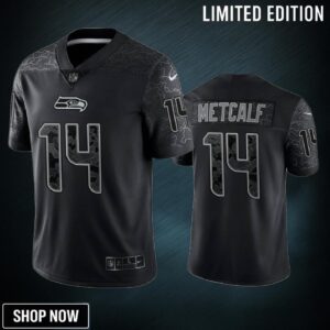 D.k. Metcalf 14 Seattle Seahawks Black Reflective Limited Jersey - Men
