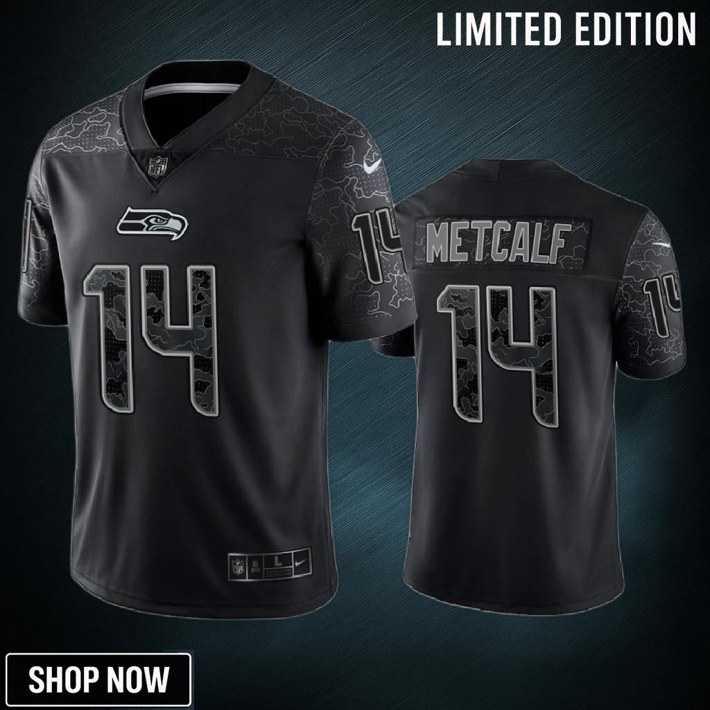 D.k. Metcalf 14 Seattle Seahawks Black Reflective Limited Jersey - Men