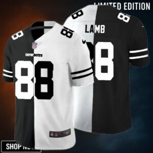Dallas Cowboys Ceedee Lamb #88 Nfl 2025 Black And White Jersey