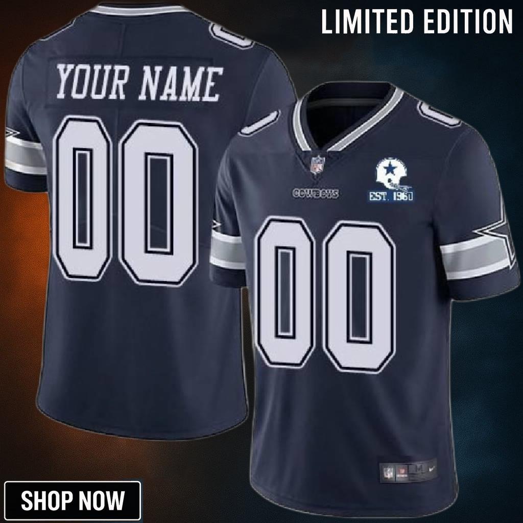Dallas Cowboys Nfl 2020 Personalized Custom Navy Jersey