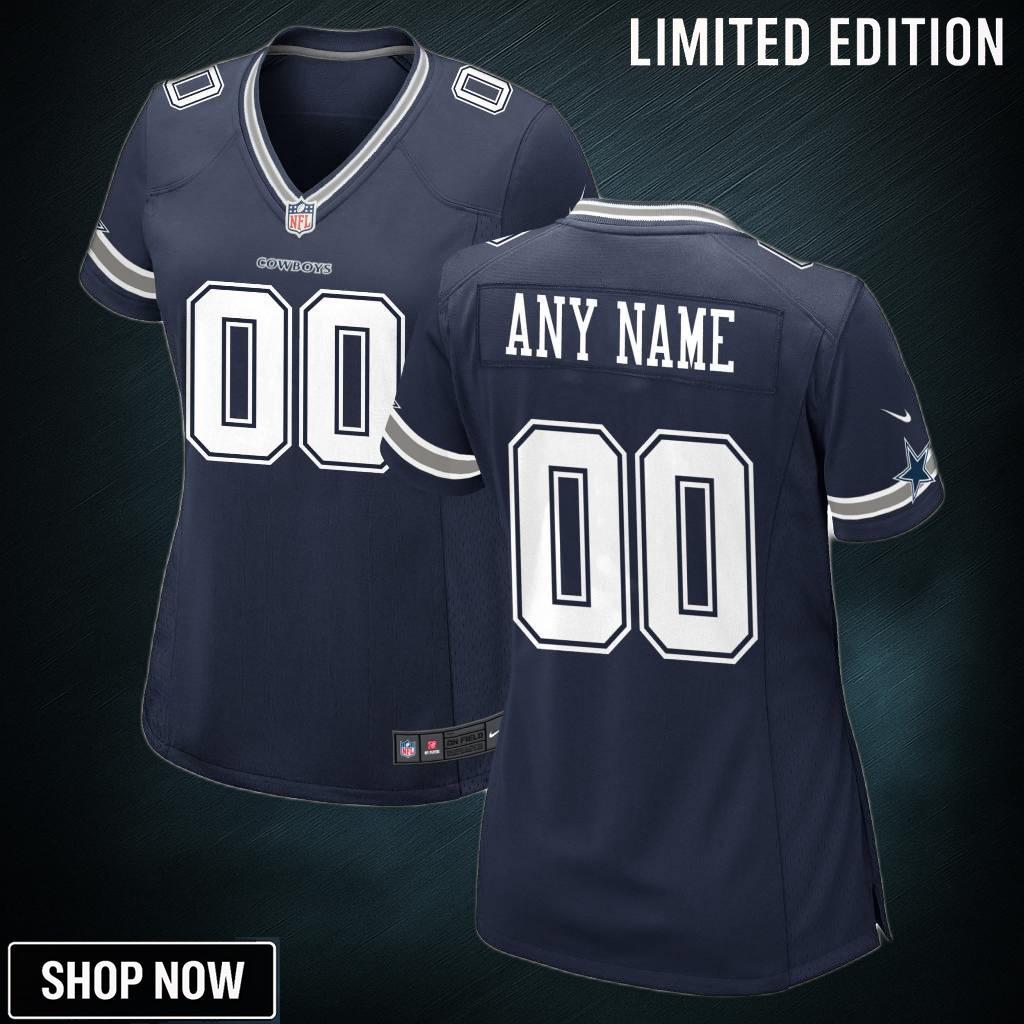 Dallas Cowboys Womens Custom Game Jersey Navy Jerseys Nfl