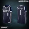 Dallas Mavericks 1 Theo Pinson -23 Statement Edition Navy Men Jersey