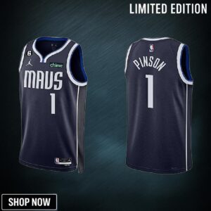 Dallas Mavericks 1 Theo Pinson -23 Statement Edition Navy Men Jersey