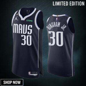 Dallas Mavericks 30 Marcus Bingham Jr. Navy Men Jersey -23 Statement Edition