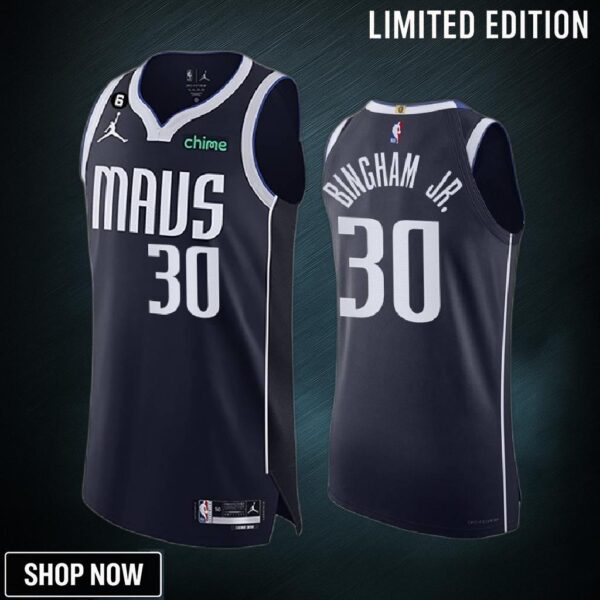 Dallas Mavericks 30 Marcus Bingham Jr. Navy Men Jersey -23 Statement Edition