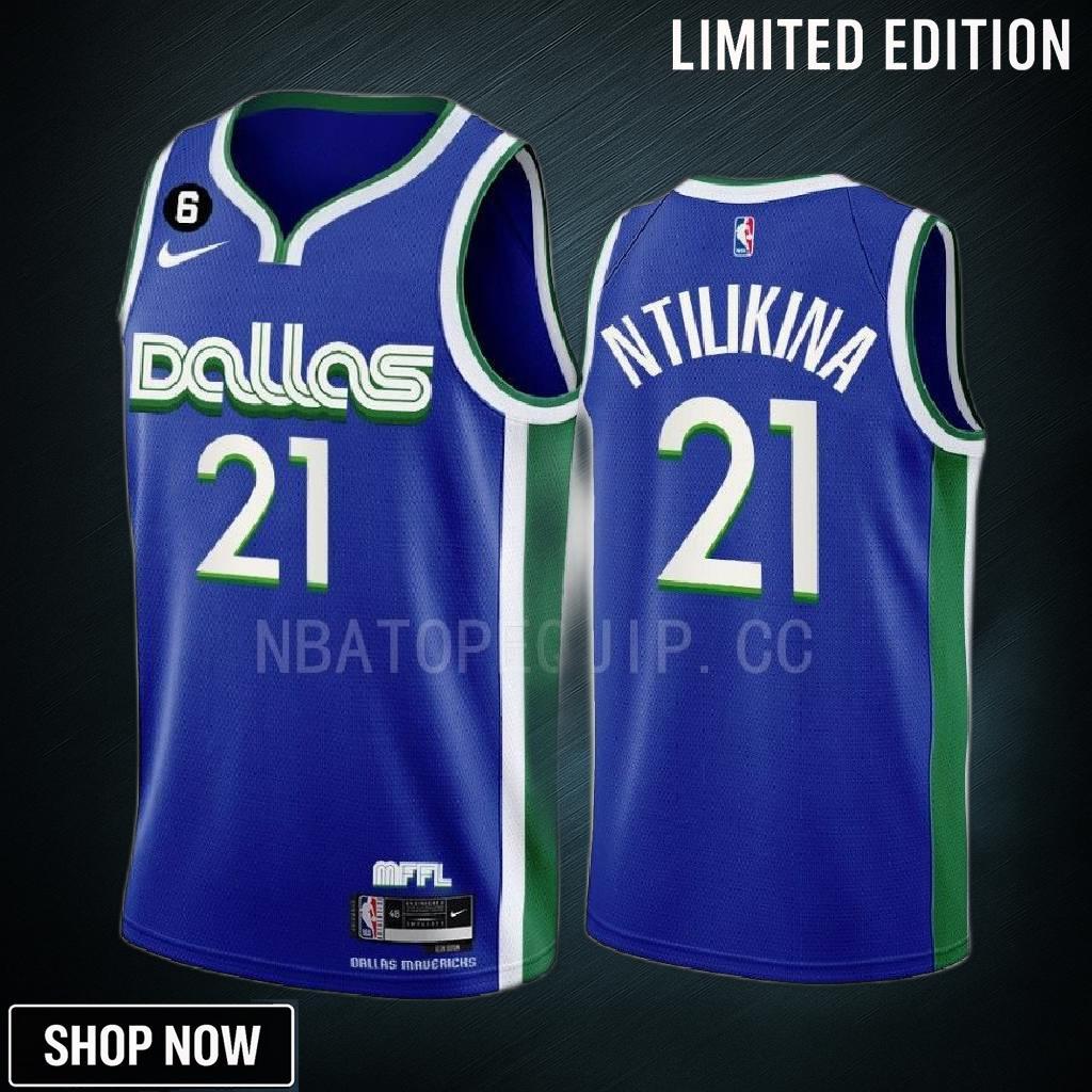 Dallas Mavericks Frank Ntilikina 21 -23 City Edition Blue Men Jersey Swingman