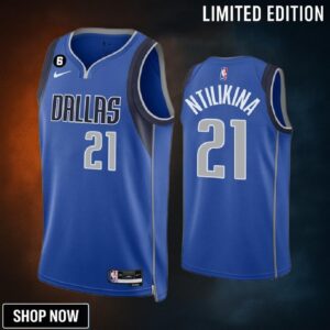 Dallas Mavericks Frank Ntilikina 21 Royal Icon Edition Jersey -23 Swingman