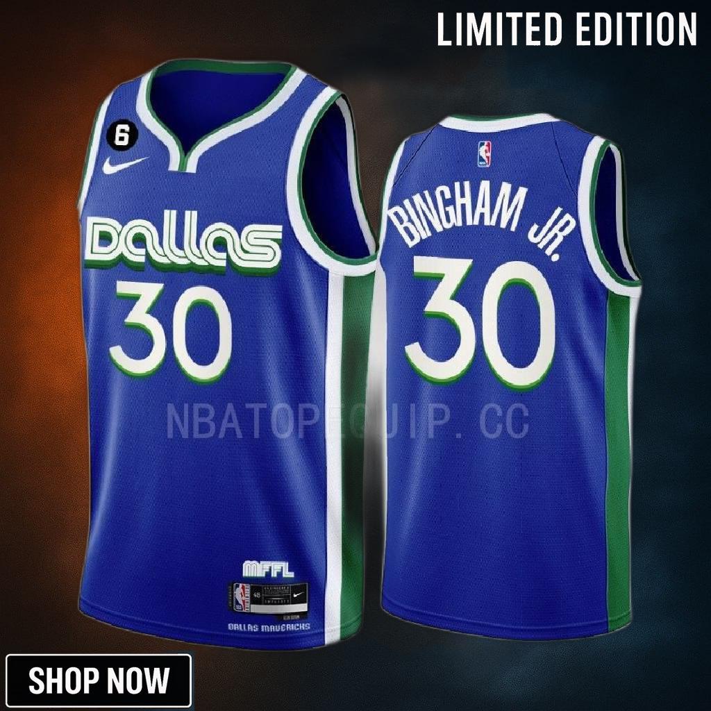 Dallas Mavericks Marcus Bingham Jr. 30 -23 City Edition Blue Men Jersey Swingman