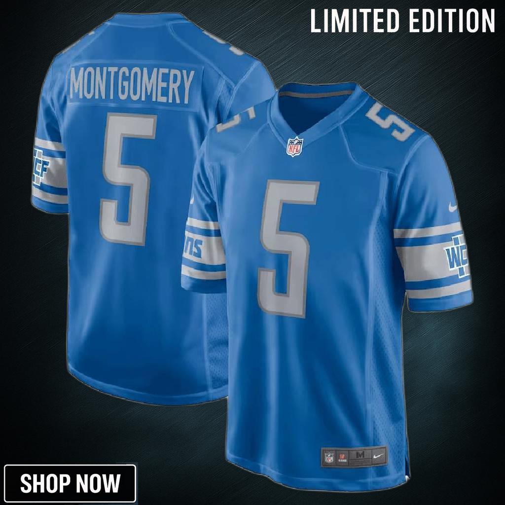 David Montgomery 5 Detroit Lions Game Jersey - Blue