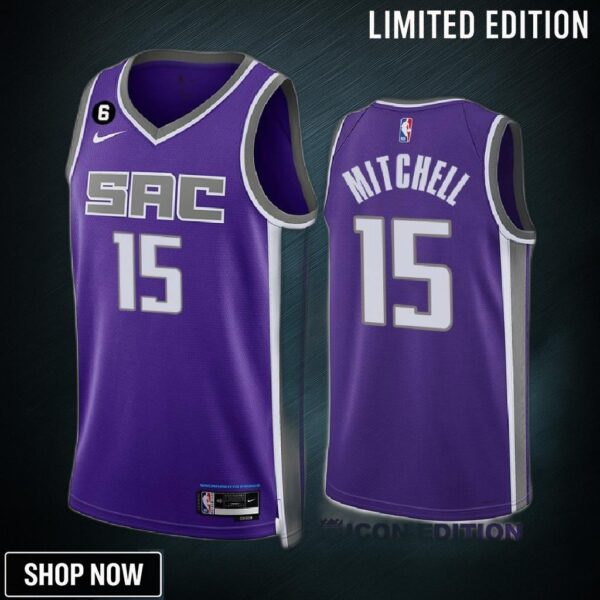 Davion Mitchell 15 Sacramento Kings Purple Icon Edition -23 Unisex Jersey Swingman