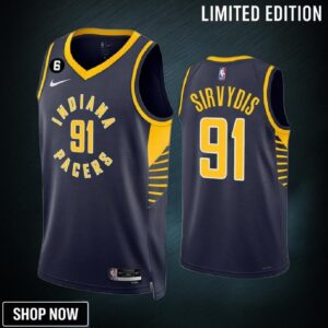 Deividas Sirvydis 91 Indiana Pacers Navy Icon Edition -23 Men Jersey Swingman