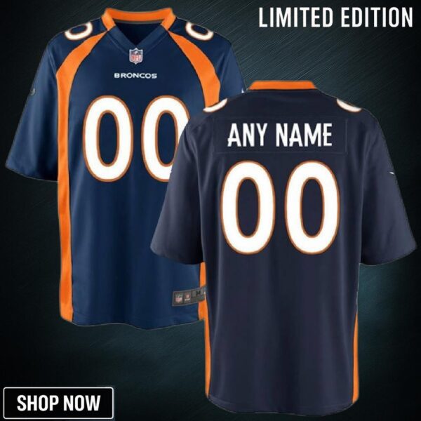 Denver Broncos Game Custom Jersey Navy Jerseys Nfl