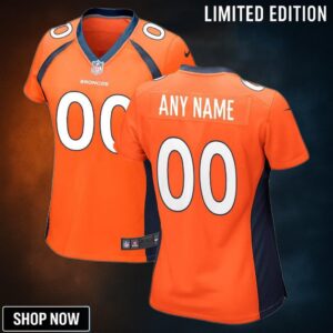 Denver Broncos Womens Custom Game Jersey - Orange Jerseys Nfl