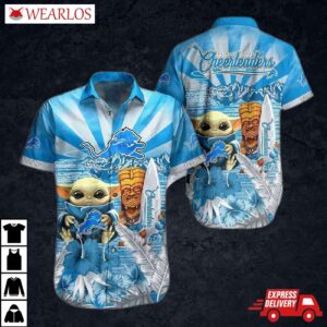 Detroit Lions Baby Yoda Tropical Breeze Hawaiian Shirt