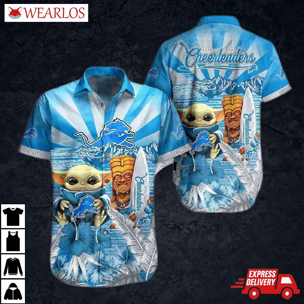 Detroit Lions Baby Yoda Tropical Breeze Hawaiian Shirt