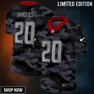 Detroit Lions Barry Sanders #20 Nfl 2025 Camo Black Jersey