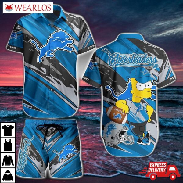 Detroit Lions Bart's Game Day Hawaiian Shirt Set