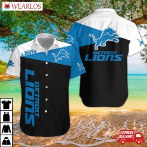 Detroit Lions Bold Stripes Hawaiian Shirt