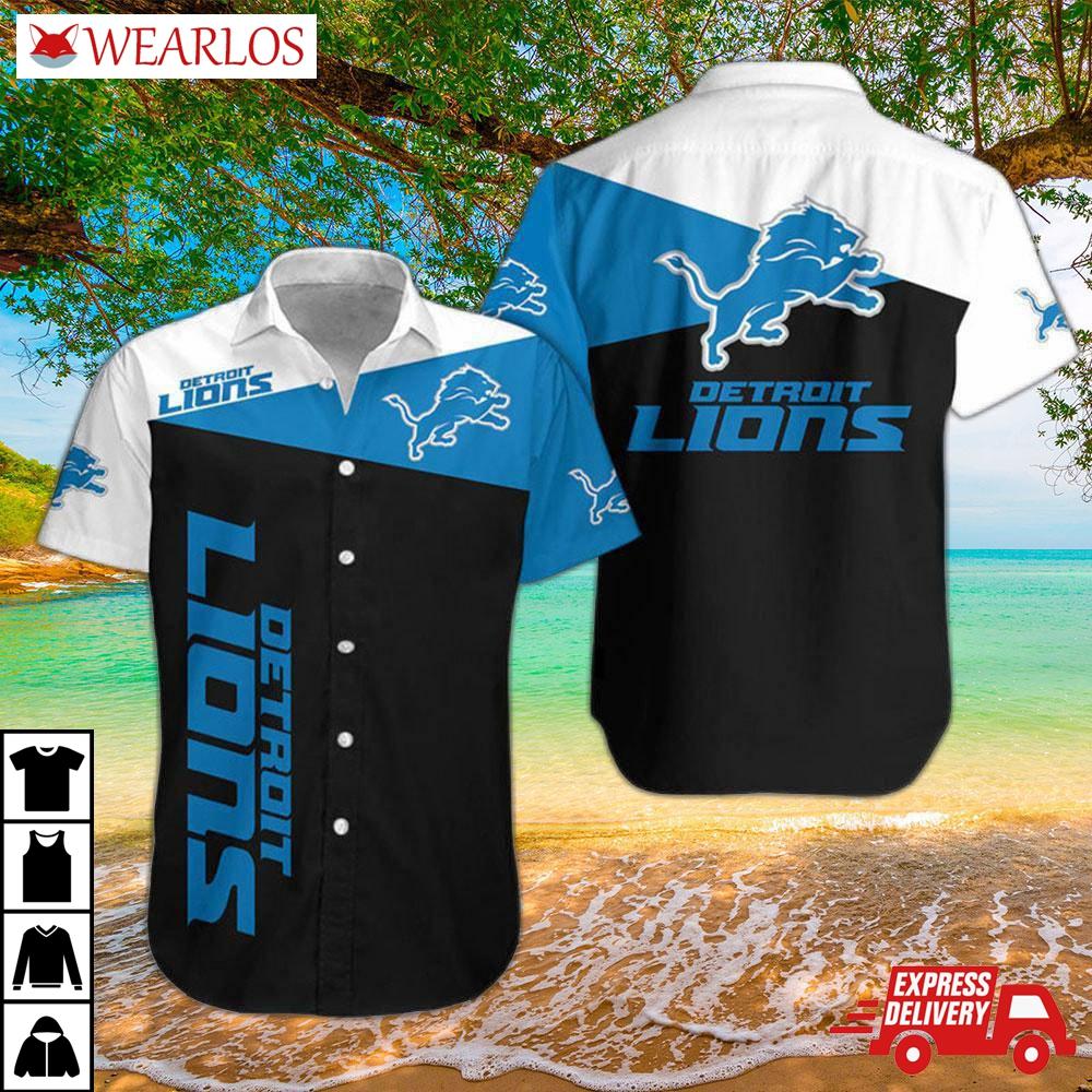 Detroit Lions Bold Stripes Hawaiian Shirt