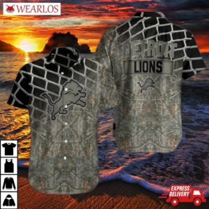 Detroit Lions Camo Mesh Hawaiian Shirt
