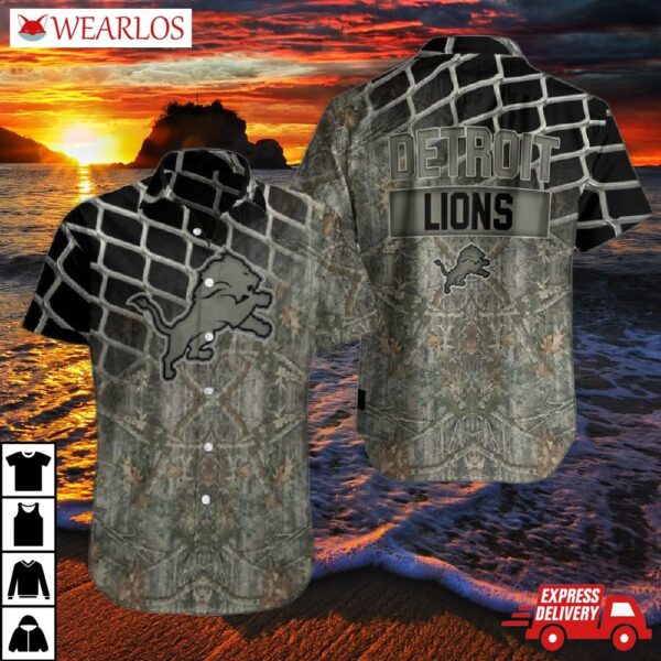 Detroit Lions Camo Mesh Hawaiian Shirt