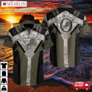 Detroit Lions Camouflage Commander Hawaiian Shirt