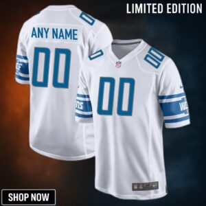 Detroit Lions Custom Game Jersey White Jerseys Nfl