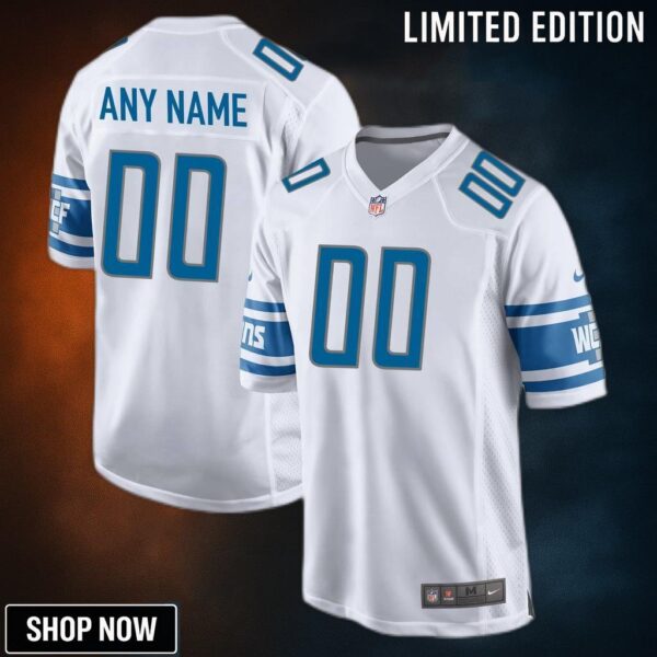 Detroit Lions Custom Game Jersey White Jerseys Nfl